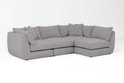 Utopia - 4 Piece Open End - Rearrangeable Modular Sofa, Brushed Wool Feel / Pewter / Tailored Trim - thumbnail 3