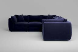 Utopia - 5 Piece - Rearrangeable Modular Sofa, Soft Touch Velvet / Midnight Blue / Casual Trim