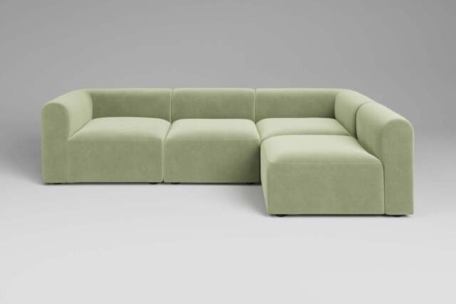 Aura - 4 Piece Open End - Rearrangeable Modular Sofa, Brushed Wool Feel / Sage - image 1