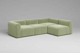 Aura - 4 Piece Open End - Rearrangeable Modular Sofa, Brushed Wool Feel / Sage - thumbnail 3