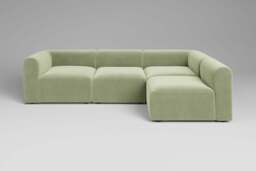 Aura - 4 Piece Open End - Rearrangeable Modular Sofa, Brushed Wool Feel / Sage - thumbnail 1