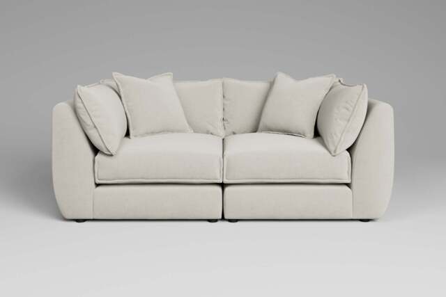 Utopia - 2 Piece - Rearrangeable Modular Sofa, Luxe Woven Velvet / Snow / Casual Trim - image 1
