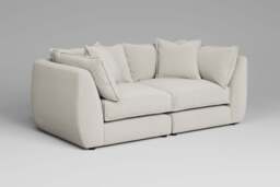 Utopia - 2 Piece - Rearrangeable Modular Sofa, Luxe Woven Velvet / Snow / Casual Trim - thumbnail 2