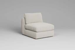 Zen - Armless Piece, Luxe Woven Velvet / Snow / Full-Width Back Cushions - thumbnail 4