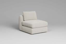 Zen - Armless Piece, Luxe Woven Velvet / Snow / Full-Width Back Cushions - thumbnail 3