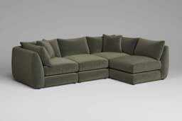 Utopia - 4 Piece Open End - Rearrangeable Modular Sofa, Luxe Woven Velvet / Pine / Casual Trim - thumbnail 4
