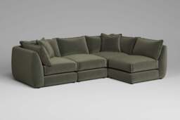 Utopia - 4 Piece Open End - Rearrangeable Modular Sofa, Luxe Woven Velvet / Pine / Casual Trim - thumbnail 2