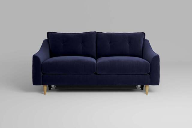 hush - 3 Seater Sofa Bed, Soft Touch Velvet / Midnight Blue