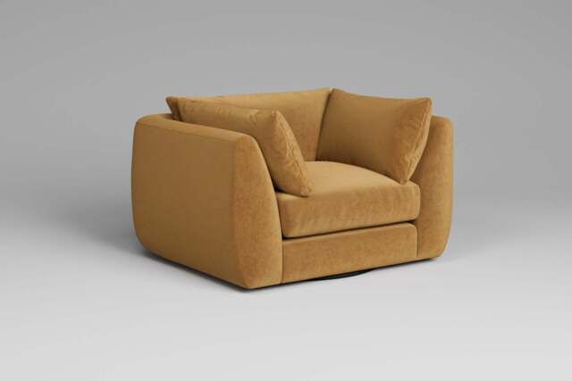 Utopia - Loveseat - Rearrangeable Modular Sofa, Luxe Woven Velvet / Old Gold / Tailored Trim