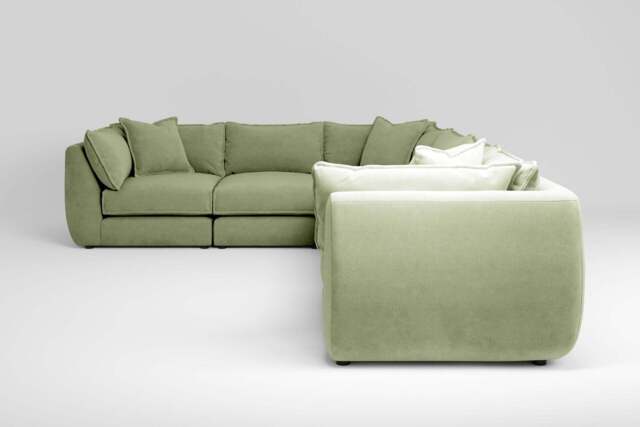 Utopia - 6 Piece - Rearrangeable Modular Sofa, Brushed Wool Feel / Sage / Casual Trim - image 1