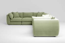 Utopia - 6 Piece - Rearrangeable Modular Sofa, Brushed Wool Feel / Sage / Casual Trim