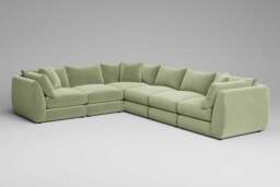Utopia - 6 Piece - Rearrangeable Modular Sofa, Brushed Wool Feel / Sage / Casual Trim - thumbnail 4