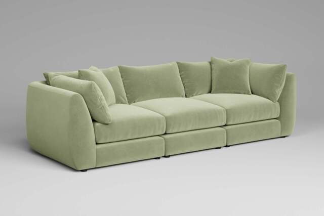 Utopia - 3 Piece - Rearrangeable Modular Sofa, Brushed Wool Feel / Sage / Tailored Trim - image 1