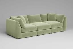 Utopia - 3 Piece - Rearrangeable Modular Sofa, Brushed Wool Feel / Sage / Tailored Trim