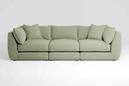 Utopia - 3 Piece - Rearrangeable Modular Sofa, Brushed Wool Feel / Sage / Tailored Trim - thumbnail 2