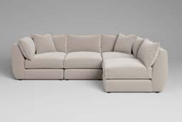 Utopia - 4 Piece Open End - Rearrangeable Modular Sofa, Plush Chenille / Chalk / Tailored Trim - thumbnail 2