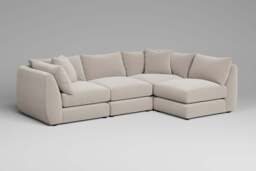 Utopia - 4 Piece Open End - Rearrangeable Modular Sofa, Plush Chenille / Chalk / Tailored Trim