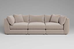 Utopia - 3 Piece - Rearrangeable Modular Sofa, Basket Weave / Sand / Tailored Trim - thumbnail 4