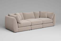 Utopia - 3 Piece - Rearrangeable Modular Sofa, Basket Weave / Sand / Tailored Trim