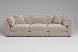 Utopia - 3 Piece - Rearrangeable Modular Sofa, Basket Weave / Sand / Tailored Trim - thumbnail 2