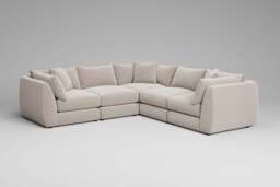 Utopia - 5 Piece - Rearrangeable Modular Sofa, Plush Chenille / Chalk / Casual Trim - thumbnail 2