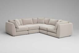 Utopia - 5 Piece - Rearrangeable Modular Sofa, Plush Chenille / Chalk / Casual Trim - thumbnail 3