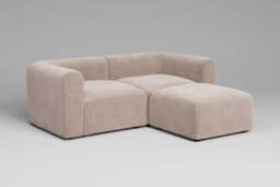 Aura - 2 Piece with Footstool - Rearrangeable Modular Sofa, Cotton Blend / Bisque - thumbnail 3