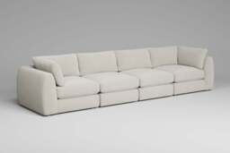 Zen - 4 Piece - Rearrangeable Modular Sofa, Luxe Woven Velvet / Snow / Full-Width Back Cushions - thumbnail 4