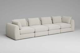 Zen - 4 Piece - Rearrangeable Modular Sofa, Luxe Woven Velvet / Snow / Full-Width Back Cushions - thumbnail 3