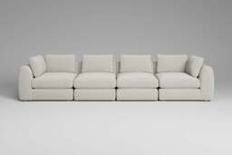 Zen - 4 Piece - Rearrangeable Modular Sofa, Luxe Woven Velvet / Snow / Full-Width Back Cushions - thumbnail 2