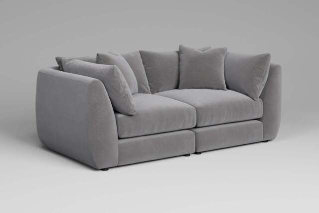Utopia - 2 Piece - Rearrangeable Modular Sofa, Brushed Wool Feel / Pewter / Tailored Trim - image 1