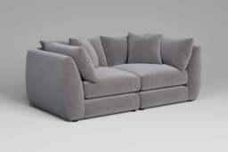 Utopia - 2 Piece - Rearrangeable Modular Sofa, Brushed Wool Feel / Pewter / Tailored Trim