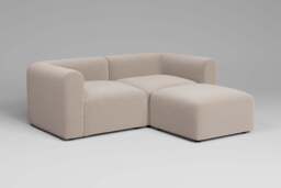 Aura - 2 Piece with Footstool - Rearrangeable Modular Sofa, Basket Weave / Sand - thumbnail 3