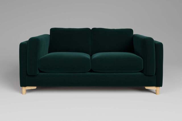 Fusion - 2 Seater Sofa, Soft Touch Velvet / Bottle Green