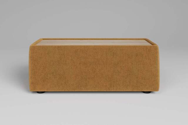 Aura - Side Table - Rearrangeable Modular Sofa, Oak / Luxe Woven Velvet / Old Gold