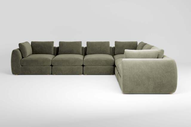 Zen - 6 Piece Corner - Rearrangeable Modular Sofa, Cotton Blend / Jade / Standard Back Cushions - image 1