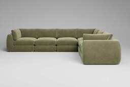 Zen - 6 Piece Corner - Rearrangeable Modular Sofa, Cotton Blend / Jade / Standard Back Cushions - thumbnail 4