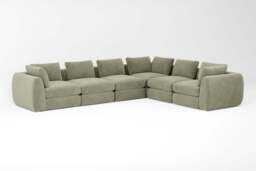 Zen - 6 Piece Corner - Rearrangeable Modular Sofa, Cotton Blend / Jade / Standard Back Cushions - thumbnail 2