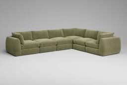 Zen - 6 Piece Corner - Rearrangeable Modular Sofa, Cotton Blend / Jade / Standard Back Cushions - thumbnail 5