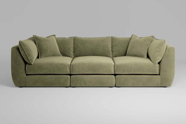 Utopia - 3 Piece - Rearrangeable Modular Sofa, Cotton Blend / Jade / Casual Trim - image 1