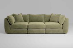 Utopia - 3 Piece - Rearrangeable Modular Sofa, Cotton Blend / Jade / Casual Trim