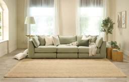 Utopia - 3 Piece - Rearrangeable Modular Sofa, Cotton Blend / Jade / Casual Trim - thumbnail 2