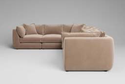 Utopia - 6 Piece - Rearrangeable Modular Sofa, Soft Touch Velvet / Soft Mink / Tailored Trim - thumbnail 2
