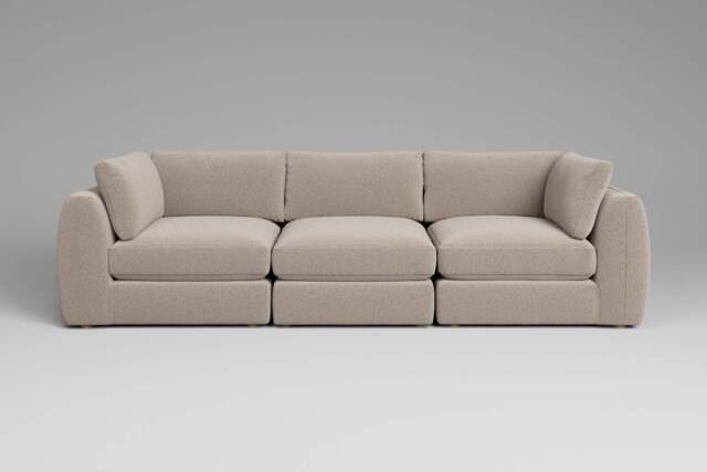 Zen - 3 Piece - Rearrangeable Modular Sofa, Basket Weave / Sand / Full-Width Back Cushions - image 1