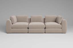 Zen - 3 Piece - Rearrangeable Modular Sofa, Basket Weave / Sand / Full-Width Back Cushions - thumbnail 2