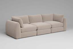 Zen - 3 Piece - Rearrangeable Modular Sofa, Basket Weave / Sand / Full-Width Back Cushions - thumbnail 3