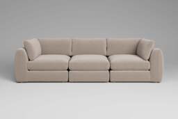 Zen - 3 Piece - Rearrangeable Modular Sofa, Basket Weave / Sand / Full-Width Back Cushions
