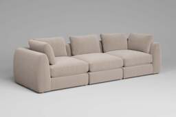 Zen - 3 Piece - Rearrangeable Modular Sofa, Basket Weave / Sand / Full-Width Back Cushions - thumbnail 4