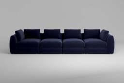 Zen - 4 Piece - Rearrangeable Modular Sofa, Soft Touch Velvet / Midnight Blue / Standard Back Cushions