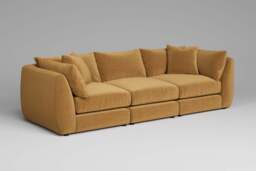 Utopia - 3 Piece - Rearrangeable Modular Sofa, Luxe Woven Velvet / Old Gold / Tailored Trim